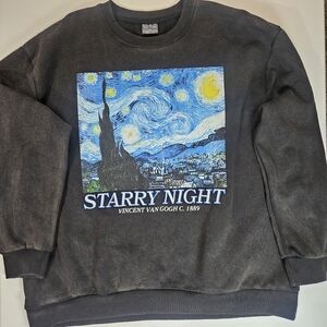 Starry‎ Night Sweater Mens Size 2X Black Vincent Van Gogh Art To Wear Print